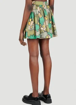 Printed Mini Skirt><noscript><img width=