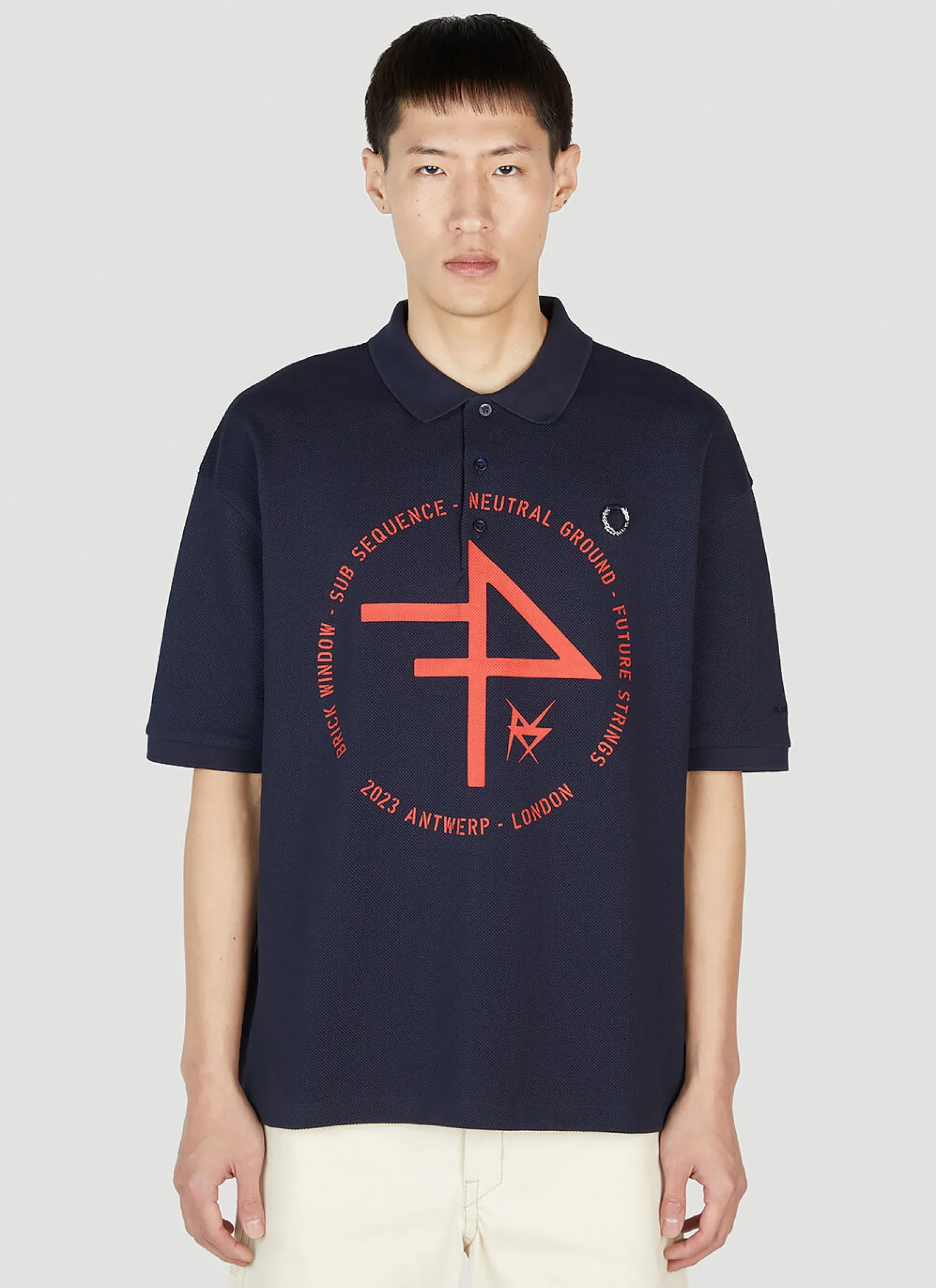 Men Raf Simons x Fred Perry Polo Shirts^Printed Polo Top