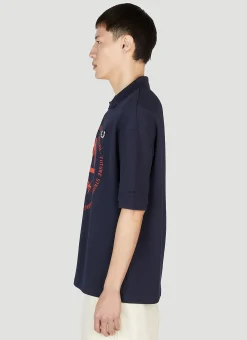 Men Raf Simons x Fred Perry Polo Shirts^Printed Polo Top
