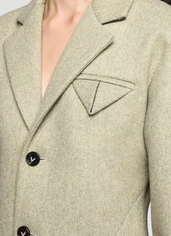 Puff-Sleeve Coat><noscript><img width=