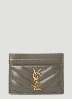 Men Saint Laurent Wallets & Cardholders^Quilted Logo Plaque Cardholder