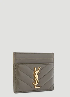Men Saint Laurent Wallets & Cardholders^Quilted Logo Plaque Cardholder