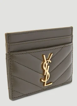 Men Saint Laurent Wallets & Cardholders^Quilted Logo Plaque Cardholder