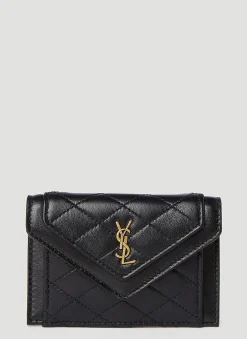 Men Saint Laurent Wallets & Cardholders^Quilted Logo Plaque Wallet