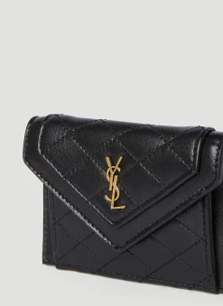 Men Saint Laurent Wallets & Cardholders^Quilted Logo Plaque Wallet
