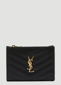 Men Saint Laurent Wallets & Cardholders^Quilted Logo Plaque Wallet