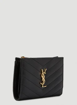 Men Saint Laurent Wallets & Cardholders^Quilted Logo Plaque Wallet