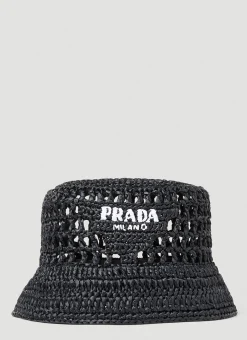 Men Prada Hats^Raffia Woven Bucket Hat