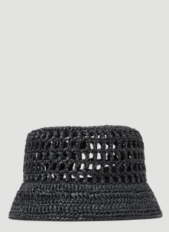 Men Prada Hats^Raffia Woven Bucket Hat