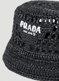 Men Prada Hats^Raffia Woven Bucket Hat