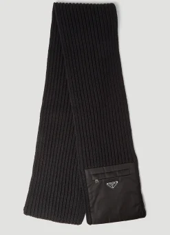 Men Prada Scarves^Re-Nylon Pocket Knitted Scarf