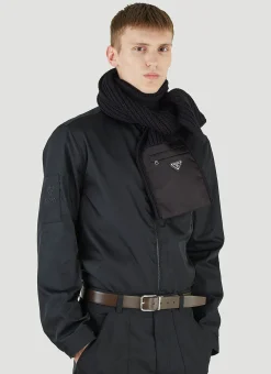 Men Prada Scarves^Re-Nylon Pocket Knitted Scarf