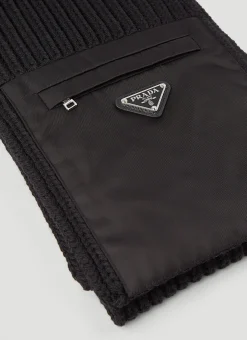 Men Prada Scarves^Re-Nylon Pocket Knitted Scarf