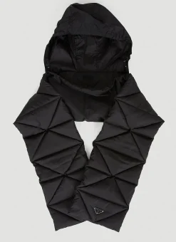 Men Prada Scarves^Re-Nylon Quilted Hooded Scarf