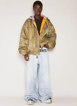 Men Vetements Jackets^Reversible Scribbled Hooded Bomber Jacket