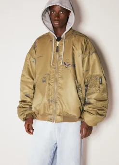 Men Vetements Jackets^Reversible Scribbled Hooded Bomber Jacket