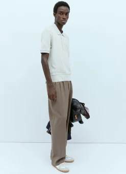 Men Thom Browne Polo Shirts^Rib Polo Shirt With Logo Patch