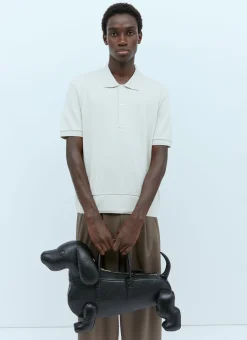 Men Thom Browne Polo Shirts^Rib Polo Shirt With Logo Patch