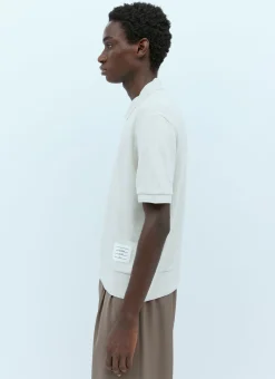 Men Thom Browne Polo Shirts^Rib Polo Shirt With Logo Patch