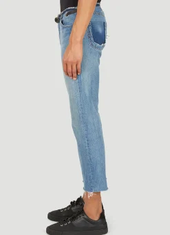 Men Bonum Jeans^Ripped Waistband Belted Jeans