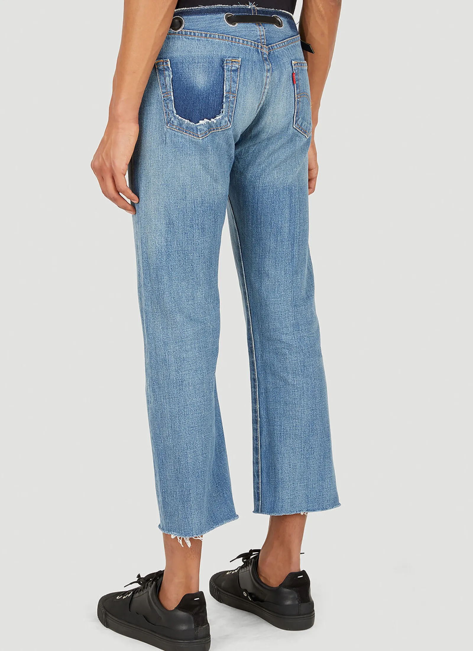 Men Bonum Jeans^Ripped Waistband Belted Jeans