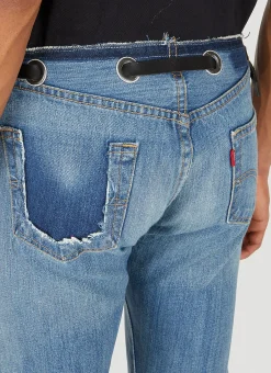 Men Bonum Jeans^Ripped Waistband Belted Jeans