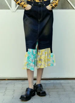 Ruffled Stair Denim Skirt>Reward If Found Hot