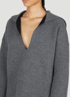 Sailor Neckline Knit Sweater><noscript><img width=