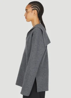 Sailor Neckline Knit Sweater><noscript><img width=