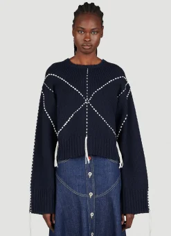 Sashiko Stitch Embroidered Sweater>Kenzo Sale