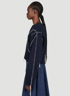 Sashiko Stitch Embroidered Sweater></noscript>Kenzo Sale