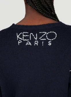Sashiko Stitch Embroidered Sweater></noscript>Kenzo Sale