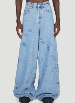 Men Vetements Jeans^Scribbled Baggy Jeans