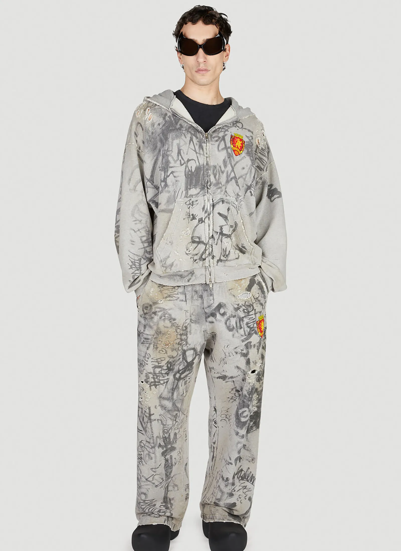 Men Balenciaga Track Pants^Scribbled Track Pants