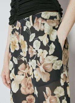 Semi-Sheer Floral Print Pants><noscript><img width=