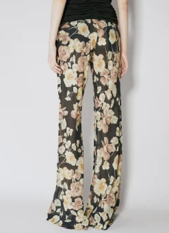 Semi-Sheer Floral Print Pants><noscript><img width=