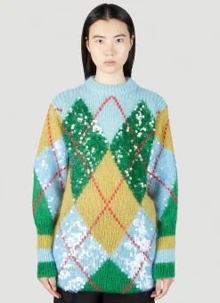Sequin Embellished Argyle Sweater>Gucci Sale