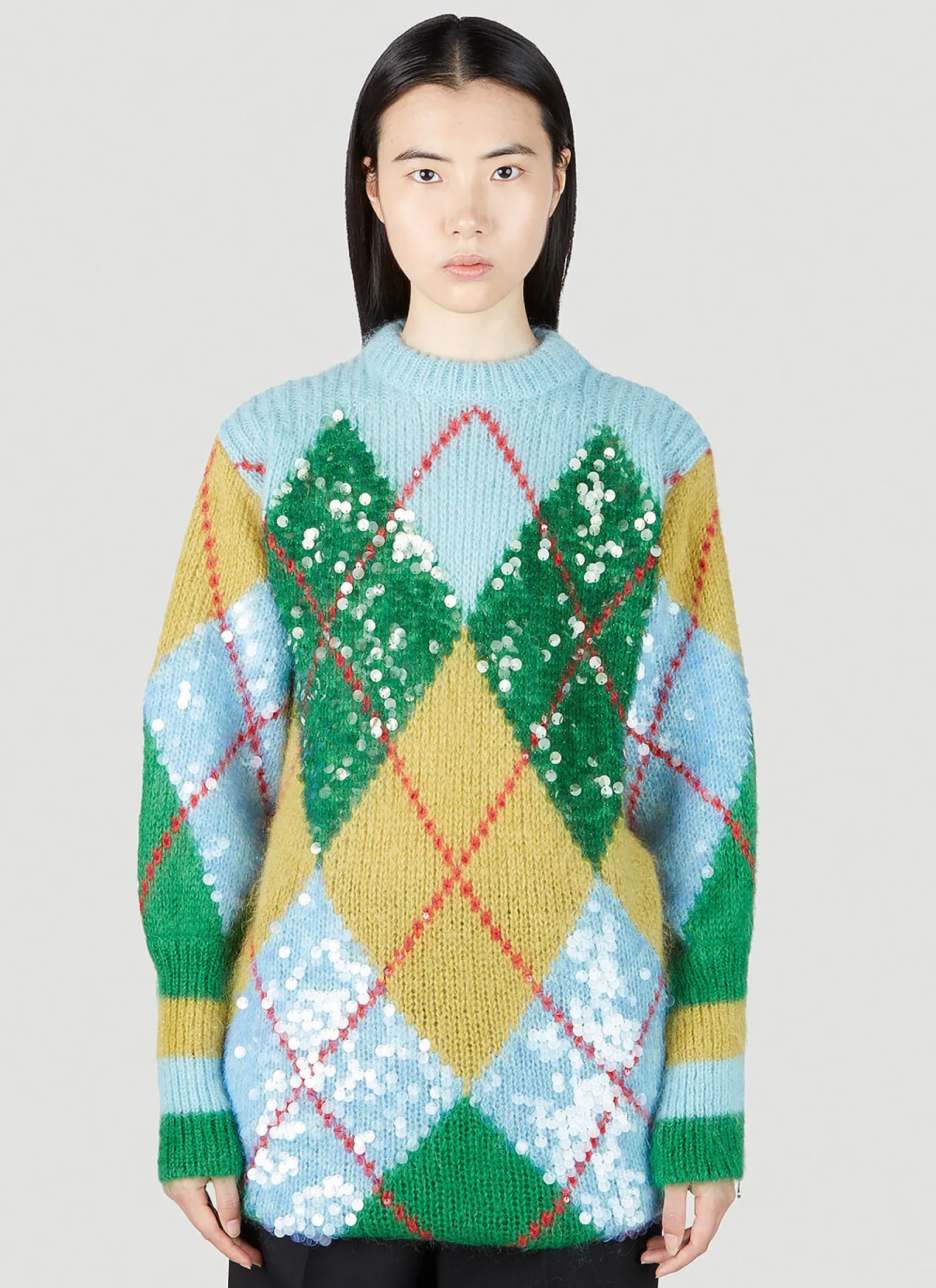 Sequin Embellished Argyle Sweater>Gucci Sale