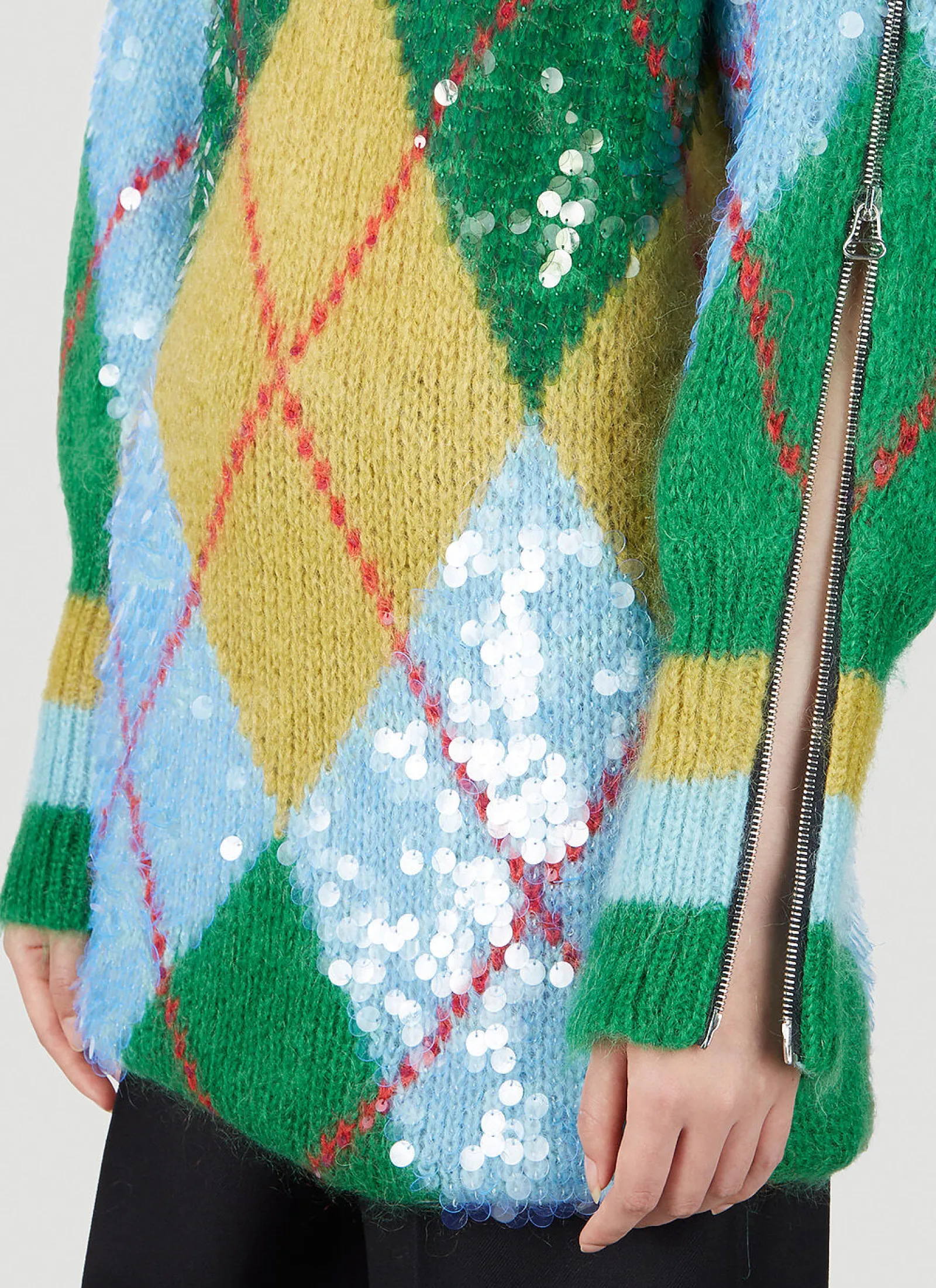 Sequin Embellished Argyle Sweater>Gucci Sale