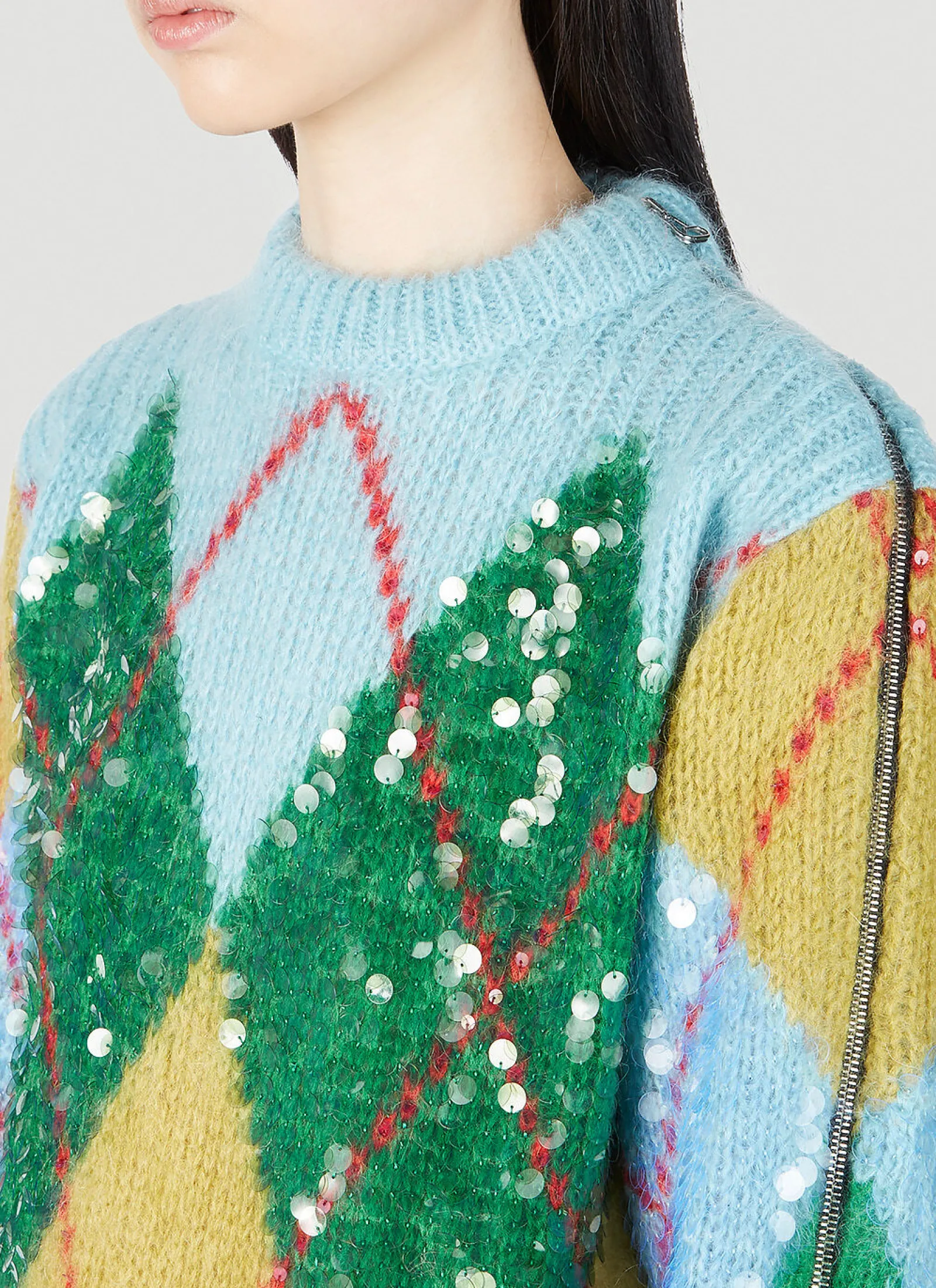 Sequin Embellished Argyle Sweater>Gucci Sale