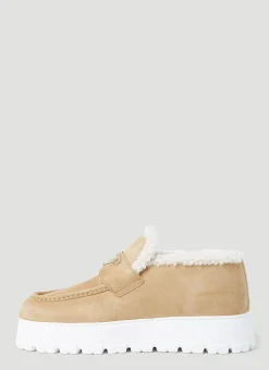 Shearling Lined Suede Platform Loafers></noscript>Prada Sale
