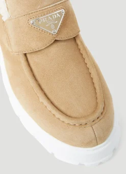 Shearling Lined Suede Platform Loafers></noscript>Prada Sale