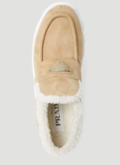 Shearling Lined Suede Platform Loafers></noscript>Prada Sale