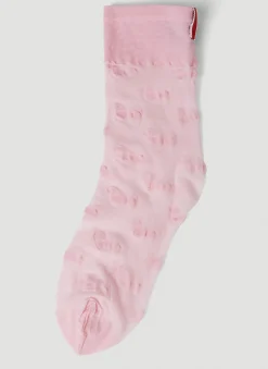 Men Thom Browne Socks^Sheer Four Bar Socks