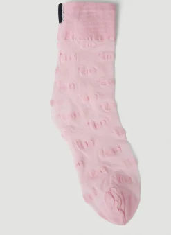 Men Thom Browne Socks^Sheer Four Bar Socks