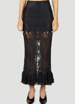 Sheer Lace Midi Skirt>Paco Rabanne Outlet
