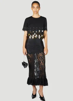 Sheer Lace Midi Skirt>Paco Rabanne Outlet