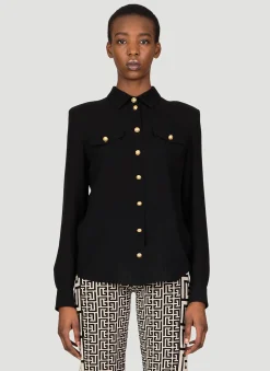 Shoulder Pad Silk Shirt>Balmain Sale