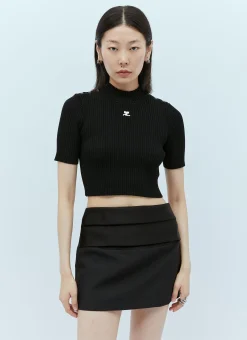 Shoulder Snaps Rib Knit Top><noscript><img width=