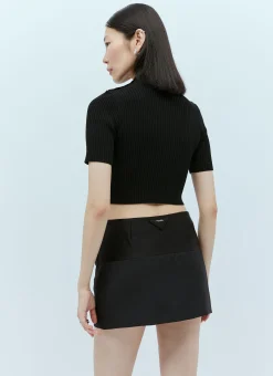 Shoulder Snaps Rib Knit Top><noscript><img width=
